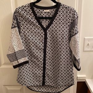 Black & white 3/4 Sleeve Blouse